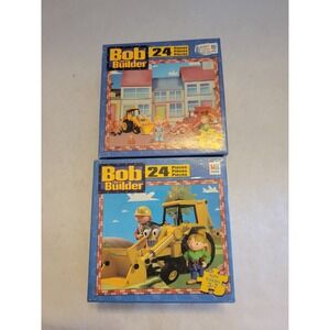 Bob the Builder 24 Piece Jigsaw Puzzles Lot of 2 MB Milton Bradley 2000s Vintage